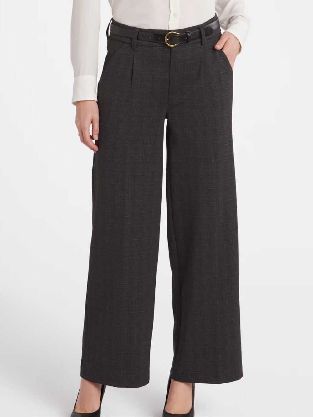 Wit & Wisdom Dark Charcoal Wide-Leg Dress Pants
